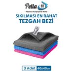 Shoppypella.com Pella Classic 3'lü Mikrofiber Araba, Cam, Mutfak Temizlik Bezi, Yeşil (40X40CM)
