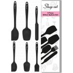 Shopset Shop-Set Isıya Dayanıklı Yanmaz Yapışmaz Silikon Spatula Seti 6 Parça Siyah
