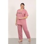 shopshop Kadın Pembe %100 Pamuk Battal Boy Büyük Beden Kısa Kol Yazlık Pijama Takımı