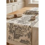 SHOPSHOP SS Fransız Köylü (40X150) cm Rustik Vintage Dekoratif Runner Örtü Masa Örtüsü - 40 x 150 cm - Siyah