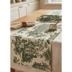 SHOPSHOP SS Fransız Köylü (40X150) cm Rustik Vintage Dekoratif Runner Örtü Masa Örtüsü - 40 x 150 cm - Yeşil