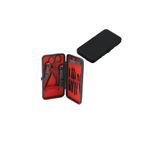 shopwave 12 PCS - SİYAH MANİKÜR - PEDİKÜR SETİ SİYAH - CÜZDAN MODELİ ÇANTALI (5047)