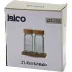 Shopwave 2pcs Bambu Kapaklı Cam Tuzluk - Biberlik - Baharatlık 120ML (5047) - Renkli - 1,6 lt
