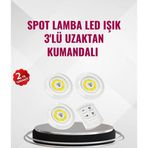 Shopwave 3 Lü Pilli Kablosuz Led Spot Lamba Seti Kumandalı Kolay Montaj Aydınlatma
