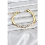 Shopwave 316L Çelik Gold Renk Kare Zirkon Taşlı Yılan Zincirli Kadın Bileklik
