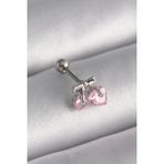 Shopwave 316L Çelik Gümüş Renk Pembe Zirkon Taşlı Kalp Tragus Piercing