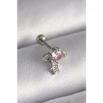 Shopwave 316L Çelik Gümüş Renk Pembe Zirkon Taşlı Sallantı Yıldız Detay Tragus Piercing