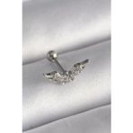 Shopwave 316L Çelik Gümüş Renk Zirkon Taş Detay Kanat Model Tragus Piercing