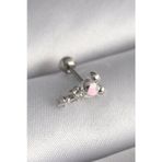 Shopwave 316L Çelik Gümüş Renk Zirkon Taş Detay Pembe Kalp İşleme Tragus Piercing