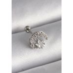 Shopwave 316L Çelik Gümüş Renk Zirkon Taşlı Ay Yıldız Tragus Piercing