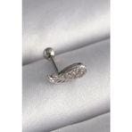 Shopwave 316L Çelik Gümüş Renk Zirkon Taşlı Kanat Tragus Piercing