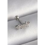 Shopwave 316L Çelik Gümüş Renk Zirkon Taşlı Yonca Tragus Piercing