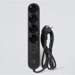 Shopwave 4 Prizli 3 USB Girişli Akım Korumalı Topraklı Golyat Grup Şarj Fiş Priz 2 Metre Uzatma Kablosu - 000-Siyah