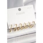 Shopwave 925 Ayar Gümüş Çivi Pirinç Gold Renk Üçgen Model Kadın Küpe Seti