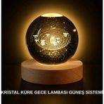 Shopwave Ahşap Standlı LED Kristal Küre Lazer İşlemeli Dekoratif Obje
