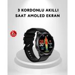 Shopwave Amoled Ekranlı Akıllı Saat – 3 Kordon Seçenekli, Suya Dayanıklı, Kalp Atış ve Uyku Takip Özellikli - Çok Renkli