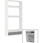 shopwave BEYAZ YAPIŞKANLI DUVAR ORGANİZERİ PLASTİK 3 RAF=14CM-19CM-30CM - 2 ÇEKMECE=40CM - 6 ASKI 19 PARÇA (5