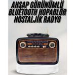 Shopwave Bluetooth Hoparlör Ahşap Renk Vintage Işıklı Nostaljik Radyo Fm Ahşap Görünümlü