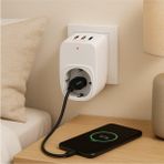 Shopwave Çok Fonksiyonlu Tekli Priz 3 USB Çıkışlı Hızlı Şarj Adaptörü - Akım Korumalı Tekli Priz Okul Ofi - 000-Siyah