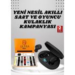 Shopwave Dijital Göstergeli Kulaklık ve 7 Kordonlu Akıllı Saat Android ve İOS Uyumlu Uyku Takibi Sesli Görüşm