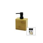 shopwave DİKDÖRTGEN AHŞAP BAMBU SIVI SABUNLUK SİYAH PLASTİK POMPA 5.8 X 9.9CM - Y: 10CM (5047)