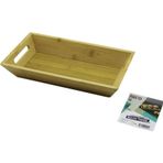 Shopwave DİKDÖRTGEN=16X30CM DERİN=4.5CM AHŞAP BAMBU SUNUM TEPSİSİ ÇİFT OYMA KULPLU (5047)