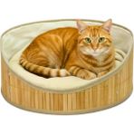Shopwave Doğal Bambu Yatağı – 35 cm Genişlik, 14 cm Iç Çap – Ekstra Yumuşak Minderli – Nefes A - 2328M - 0,6 x 19 x 29 cm
