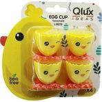 Shopwave EGG CUP 4PCS YUMURTALIK EMOJİ DESEN - RENKLİ PLASTİK CİVCİV AYAKLI - 1/2 KIRIK YUMURTA KABUK MODEL (