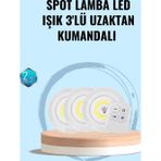 Shopwave Ev Ofis Kamp İçin Uygun Uzaktan Kumandalı Yapışkanlı Kablosuz Led Spot Lambalar