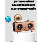 Shopwave Gramafon Tasarımlı Bluetooth Hoparlör 3D Ses Teknolojili Çok Fonksiyonlu