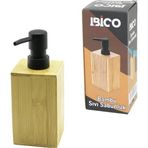 Shopwave KARE AHŞAP BAMBU SIVI SABUNLUK SİYAH PLASTİK POMPA ÇAP: 7CM - Y: 11.5CM (5047)