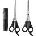 Shopwave Kuaför Seti Saç Kesme Berber Makası Ara Makas Tarak 3lü Set - 001-Beyaz