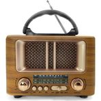 Shopwave Küçük Mini Boy Retro Ahşap Tasarım Bluetooth Hoparlörlü Radyo – FM/AM Destekli, Şarjlı ve Taşınabili