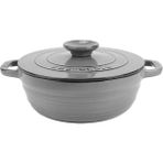 Shopwave Lava Döküm Yuvarlak Tencere Döküm Demir Kapak Experience Majolik Serisi ÇAP(Ø)28CM Gri - 10 cm - 001-Renkli