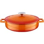 Shopwave Lava Metal Döküm Çok Amaçlı Yayvan Tencere, Trendy, 28 Cm, 3.51 L Hacim, Turuncu - 00 Beyaz