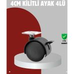 Shopwave Mobilya Için Kilitli 4 cm Tekerlek Ayak Seti
