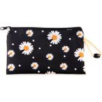 Shopwave Papatya Çiçek Desenli Kalemlik Fermuarlı Makyaj Çantası Orta Boy 12CM x 20CM