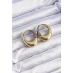 Shopwave Pirinç Gold Gümüş Renkli Oval Bombeli Küpe