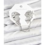 Shopwave Pirinç Gümüş Renk Kelebek Model Zincir Bağlantılı Ear Cuff Küpe Seti