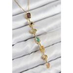 Shopwave Pirinç Renkli Zirkon Taşlı Model Gold Renk 7 Element Kadın Y Kolye