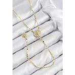 Shopwave Pirinç Zirkon Taşlı Ezme Zincirli Madalyon Model Gold Renk Y Kolye