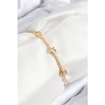 Shopwave Pirinç Zirkon Taşlı Yıldız Model Gold Renk Asansörlü Kadın Bileklik