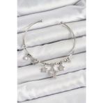 Shopwave Pirinç Zirkon Taşlı Yıldız Model Gümüş Renk Charm Bileklik