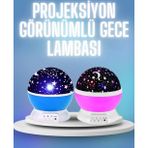 Shopwave Renkli Yıldızlı Gökyüzü Projeksiyon Gece Lambası Pilli ve USB Kablolu