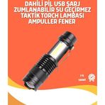 Shopwave Şarjlı LED El Feneri - 14500 Pil Dahil, 4 Işık Modu, Mini Boy