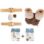Shopwave Sevi Bebe Kiraz Çekirdekli Bebek Bel Bandı, Kiraz Çekirdekli Patik Set, Krem, Tek Ebat