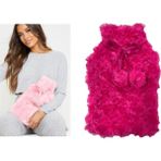 Shopwave Sicak Su Torbasi Ponponlu Termofor Peluş Koyu Pembe 28X17CM 750ML