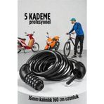 Shopwave Şifreli Bisiklet Kilidi 16 mm Kalınlık 200 cm Scooter Motosiklet Kilidi - Çelik Kablo