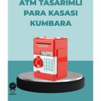 Shopwave Şifreli Kırmızı ATM Tasarımlı Çelik Kasa Görünümlü Kumbara