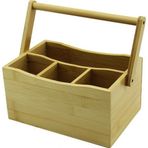Shopwave TAŞIMA KULPLU - 3+1 BÖLMELİ TEZGAH ÜSTÜ BAMBU - AHŞAP KAŞIKLIK (5047)